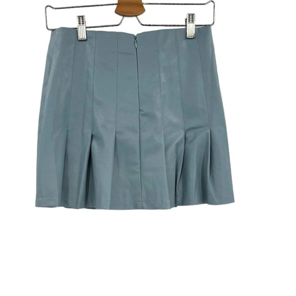 Aureum Sky Blue Vegan Leather Pleated Skirt‎ Size Small - Picture 4 of 11